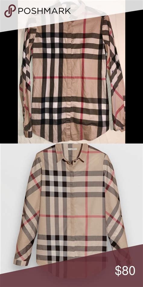 burberry dark brown button up|burberry button up women's.